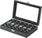 Compact Ring Organizer Box with Glass Lid – 30-Slot Velvet Ring & Cufflinks Storage Case, Portable Travel Jewelry Box, Elegant Black Gift for Girls & Women